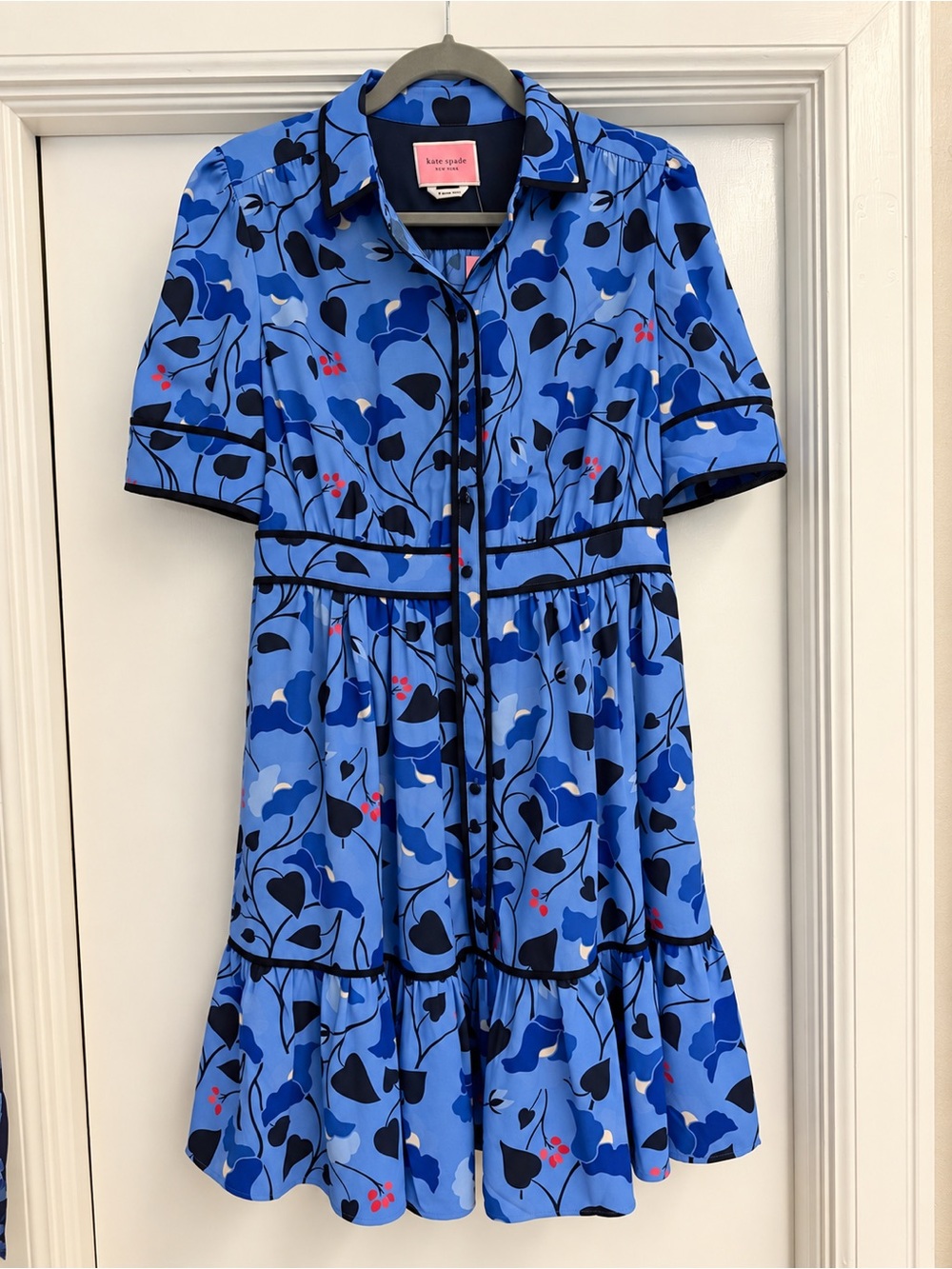 NWT Kate Spade Blue Floral Short-Sleeve Kids Dress, Size 6